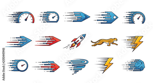 Canvastavla Speed and motion icons set collection.