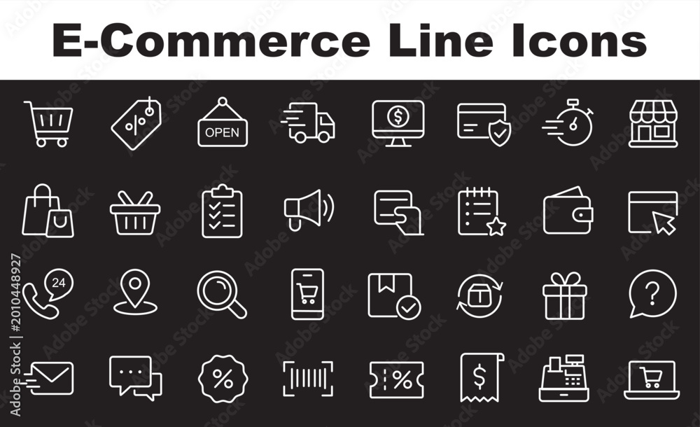Fototapeta premium E-Commerce and Shopping thin line icons set. Online shopping. Shopping line icons