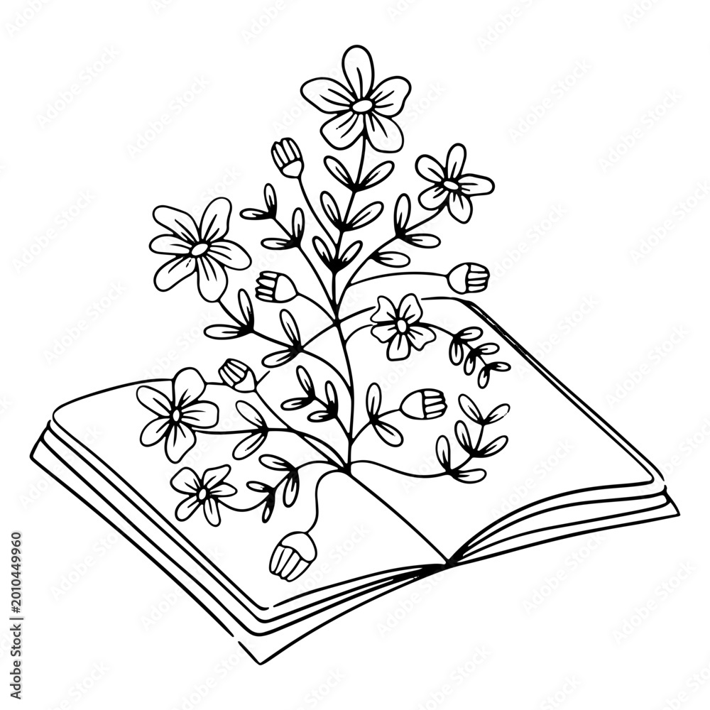 Fototapeta premium Whimsical floral book illustration