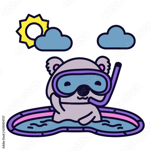 Photography Koala swimming in a pool summer