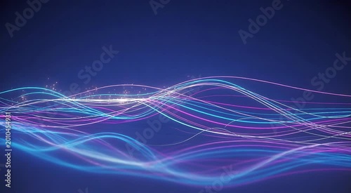Abstract Neon Glowing Wavy Lines Background | Blue & Purple Motion Graphics