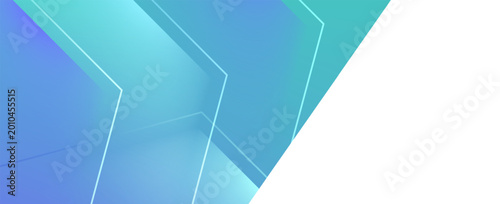 Abstract Blue and Teal Geometric Background with Glowing Lines and White Space