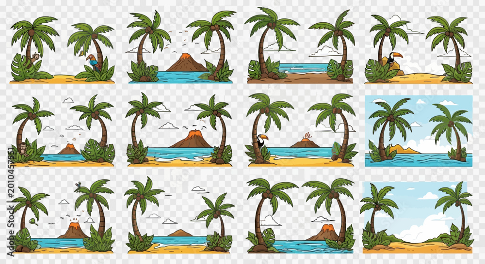 Obraz premium Tropical palm trees on a beach.