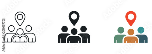 Fotografija Social participation icon set within civic life context, abstract human figures