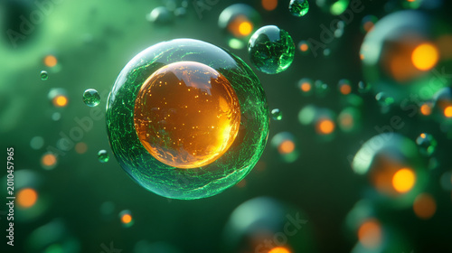 Green sphere with orange core