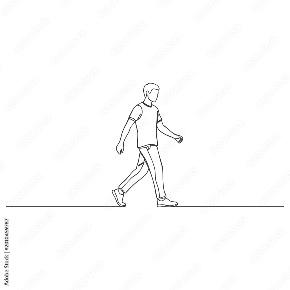 Fototapeta premium Walking Person Minimal Outline Illustration