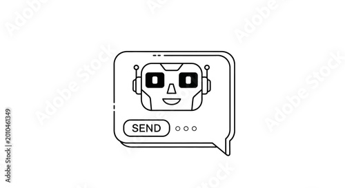 Tableau sur toile Robot face in chat bubble icon.