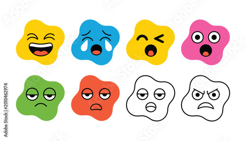 Foto Colorful blob emoticons a collection of expressive playful and quirky facial exp