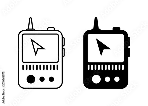 Foto GPS navigator device icon with cursor on screen and antenna