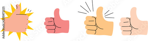 Obraz na płótnie Thumbs Up Vector Icon Set Featuring Hand Gestures for Approval Agreement Success