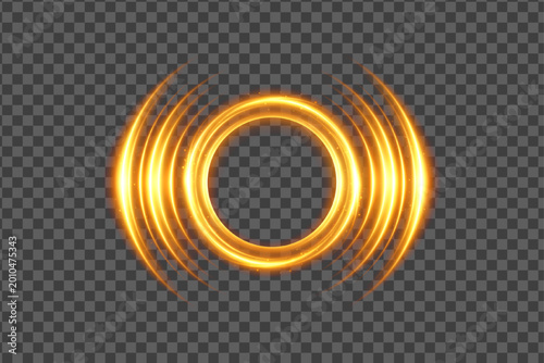 Bild auf Leinwand Fire vortex circle with sharp flame waves transparent neon light effect PNG