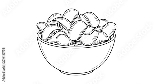 Bilde på lerret Sketch of a bowl overflowing with fresh pinto beans a healthy food source