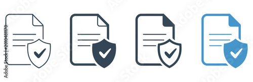 Foto Document protection icon set, secure contract and privacy verification symbols,