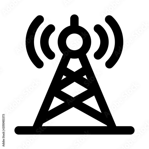 Network tower icon. Editable line icon. Modern outline icon vector illustration featuring communication tower signal transmission in minimal design.