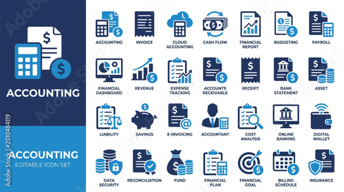 Photography Accounting icon set