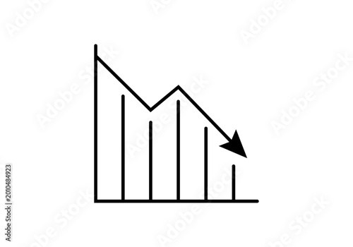 Icono de gráfica de barras con flecha descendente que representa pérdidas o caída económica
