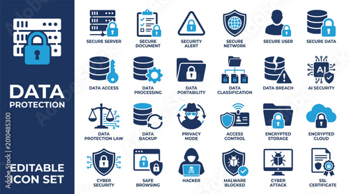 Εκτύπωση καμβά Data protection icon set