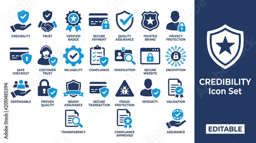 Tableau sur toile credibility and trust icon set