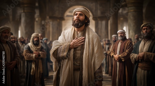 Biblical story, Nehemiah stands before the throne with humble courage, his request for Jerusalem’s restoration spoken with reverence as the watching court witnesses a moment of bold faith.
