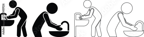Illustration of person using squat and sit toilets comparison