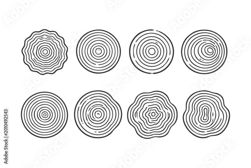 Schilderij op canvas Collection of diverse tree ring patterns, ideal for nature, growth, or organic d