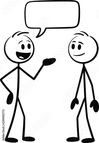 Two stick figure characters having a conversation