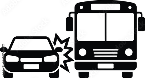 Car crash collision with city bus vector illustration