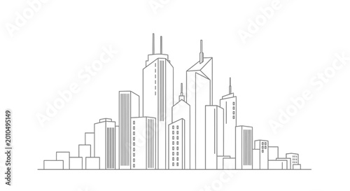 Modern city skyline illustration urban architecture on white background