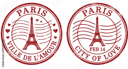 Photography Paris Postage Stamp Set with Eiffel Tower and Love Themed Designs for City of Lo