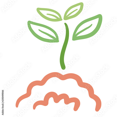 Plant growing from soil eco icon