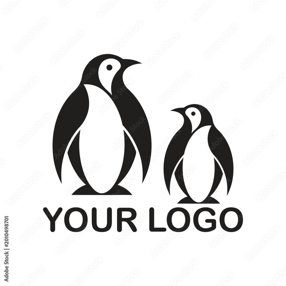 Obraz premium Stylized Penguin Vector Logo Design Creative Ice Bird Mascot Illustration Art