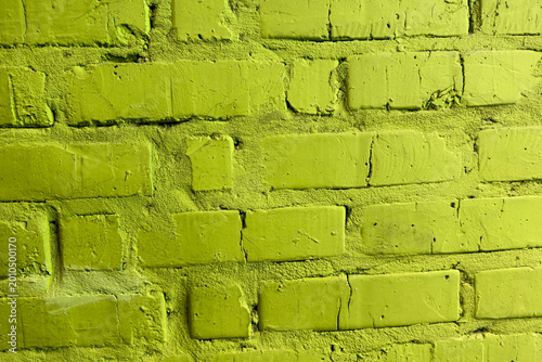 Tableau sur toile Green painted brick wall texture