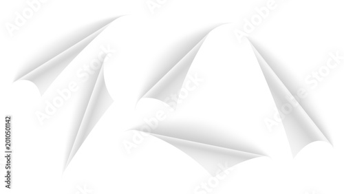 Foto Realistic curled paper corners set, page curl effect with realistic shadow