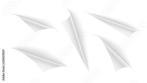 Foto Realistic curled paper corners set, page curl effect with realistic shadow
