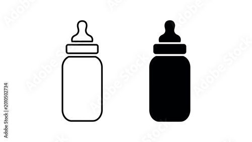 Bild auf Leinwand Baby Bottle Icon Outline and Solid Style