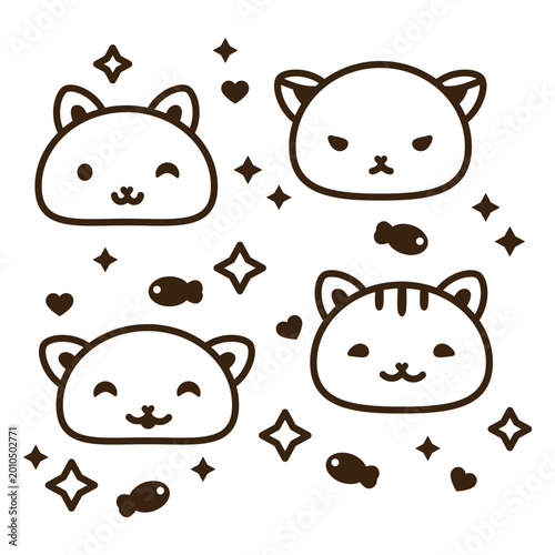 Photography Kawaii cats with fish
