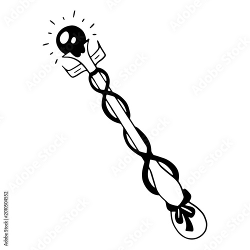 Obraz na plátně Stylized skull staff illustration
