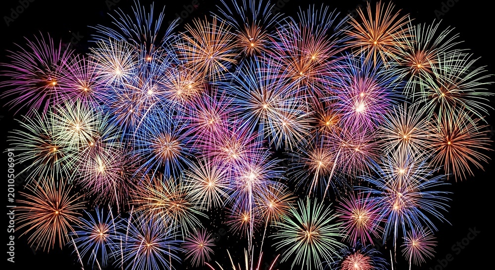 Fototapeta premium Spectacular fireworks display celebrating flag day 4th of july and independence day festivities