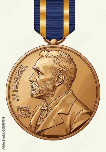 Nobel Prize Medal Honoring Alfred Nobel.