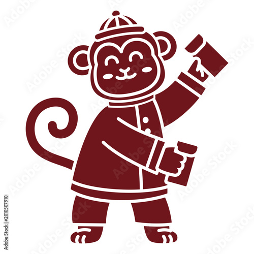 Canvas Print Playful monkey character design for children's products