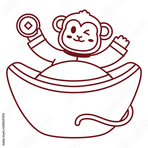 Photography Playful monkey with donut sketch design