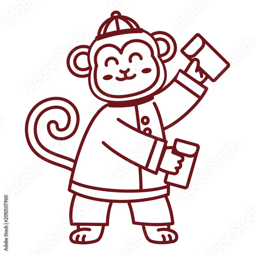 Photography Playful monkey illustration with paint cans
