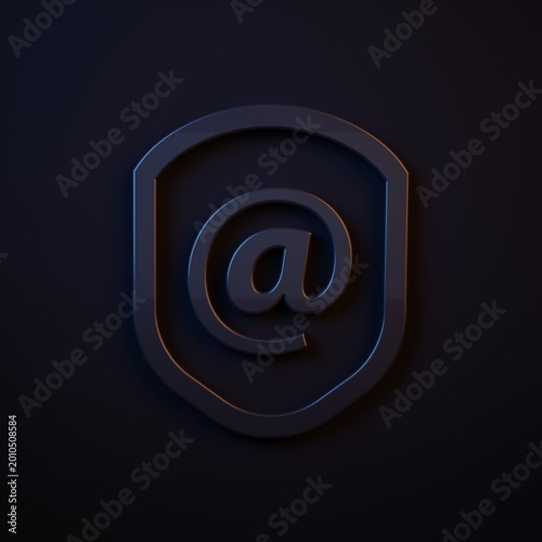 Принти на полотні Dark-blue Shield with mail and e-mail icon isolated on black background