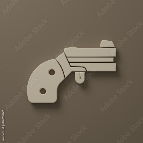 Foto Beige Small gun revolver icon isolated on brown background