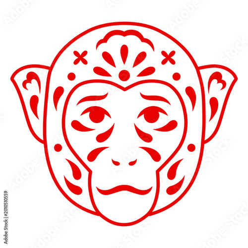 Canvas Print Intricate red monkey face design