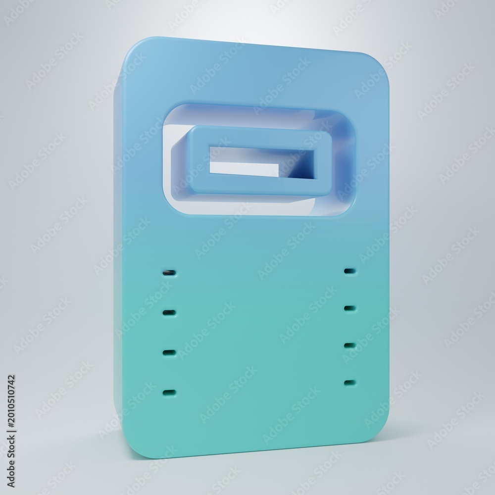 Fototapeta premium Blue-green Police assault shield icon isolated on grey background. Minimalism concept. 3D render illustration