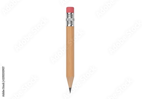 A single sharpened pencil with a pink eraser and metal ferrule