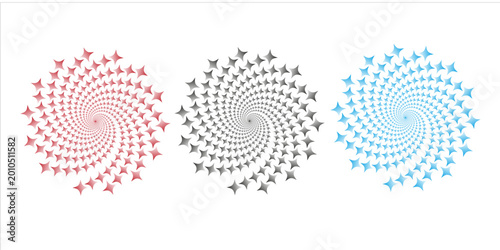 Abstract Spiral Geometric Pattern Background Set with Gradient Colors