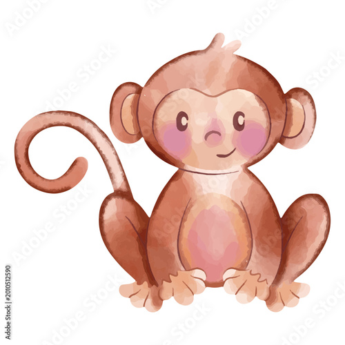 Photography Watercolor monkey sitting