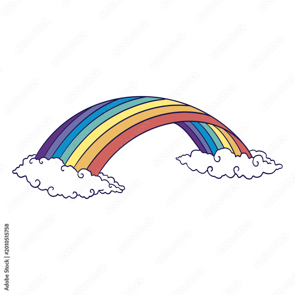 Obraz premium Colorful rainbow with white clouds
